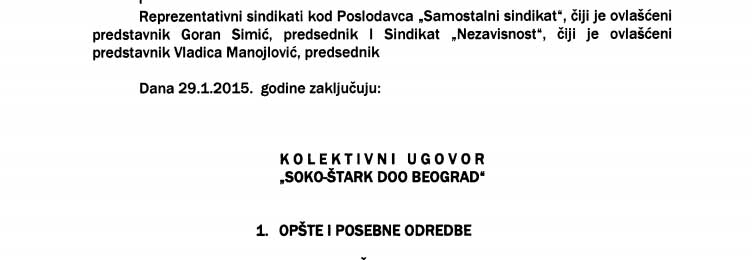 VAŽNO: KOLEKTIVNI UGOVOR